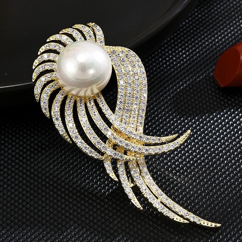 Angel Wings Pearl High-End Temperament Brooch Simple Atmosphere Retro Suit Corsage Coat Versatile Pin
