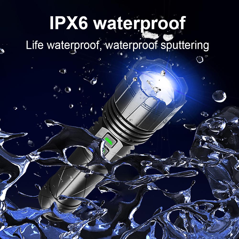 80W LED Rechargeable LED Flashlights White Laser Lamp Beads Long Range 1500m High Power LED Flashlight Lantern Camping Torch