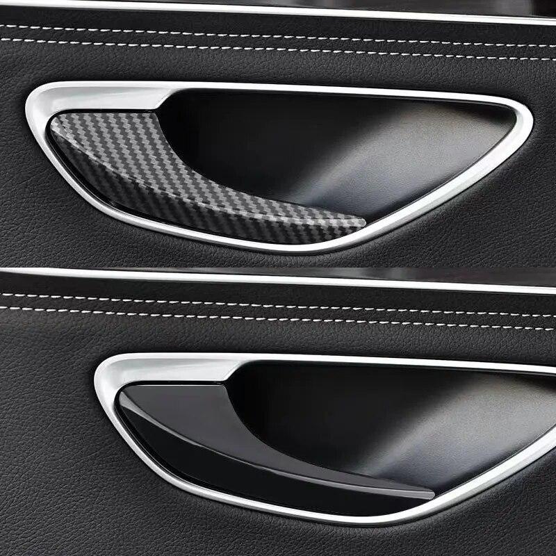 Углеродное волокно, внутренняя дверь, подлокотник, ручка, накладка, дверная чаша, рама, наклейки для Mercedes Benz CE Class W205 W213 GLC X253