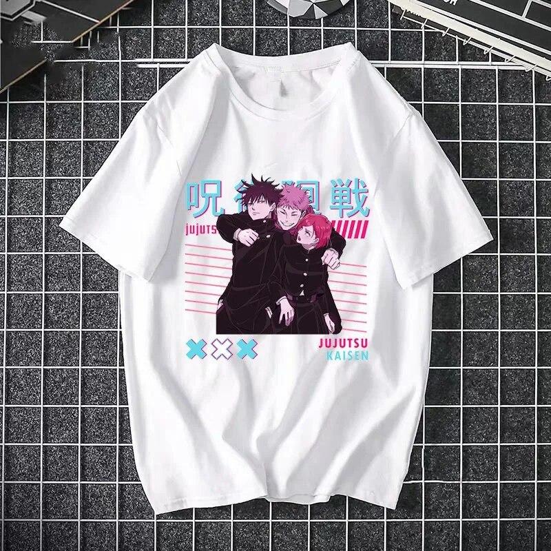 Футболка аниме Jujutsu Kaisen Harajuku женская Свободный повседневный женский топ из чистого хлопка летняя уличная мода круглый вырез