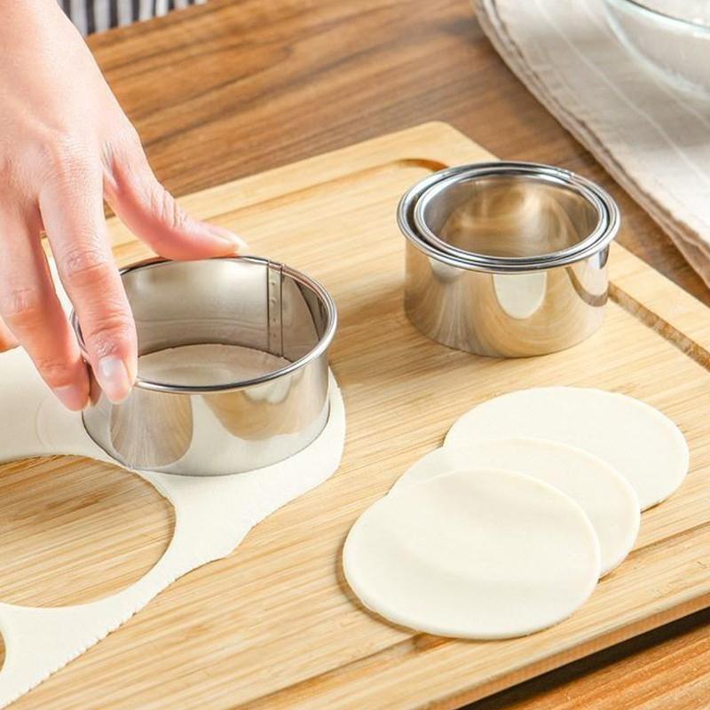 Stainless Steel Biscuit Mold Kitchen Round Cookie Cutter Set Baking Circle Pastry Cake Mould DIY Dumplings Skin Cutting Tools