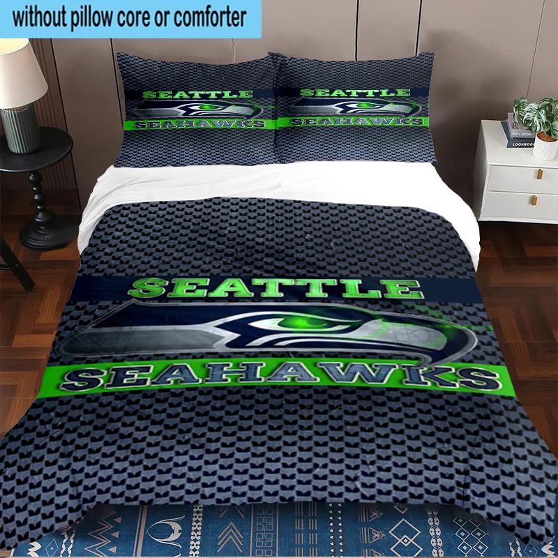 Seahawks Team Spirit 3PCS Bedding Set 2D Printing (Includes 1 Duvet Cover + 2 Pillowcases Coreless), Bedroom decor,Fan gift