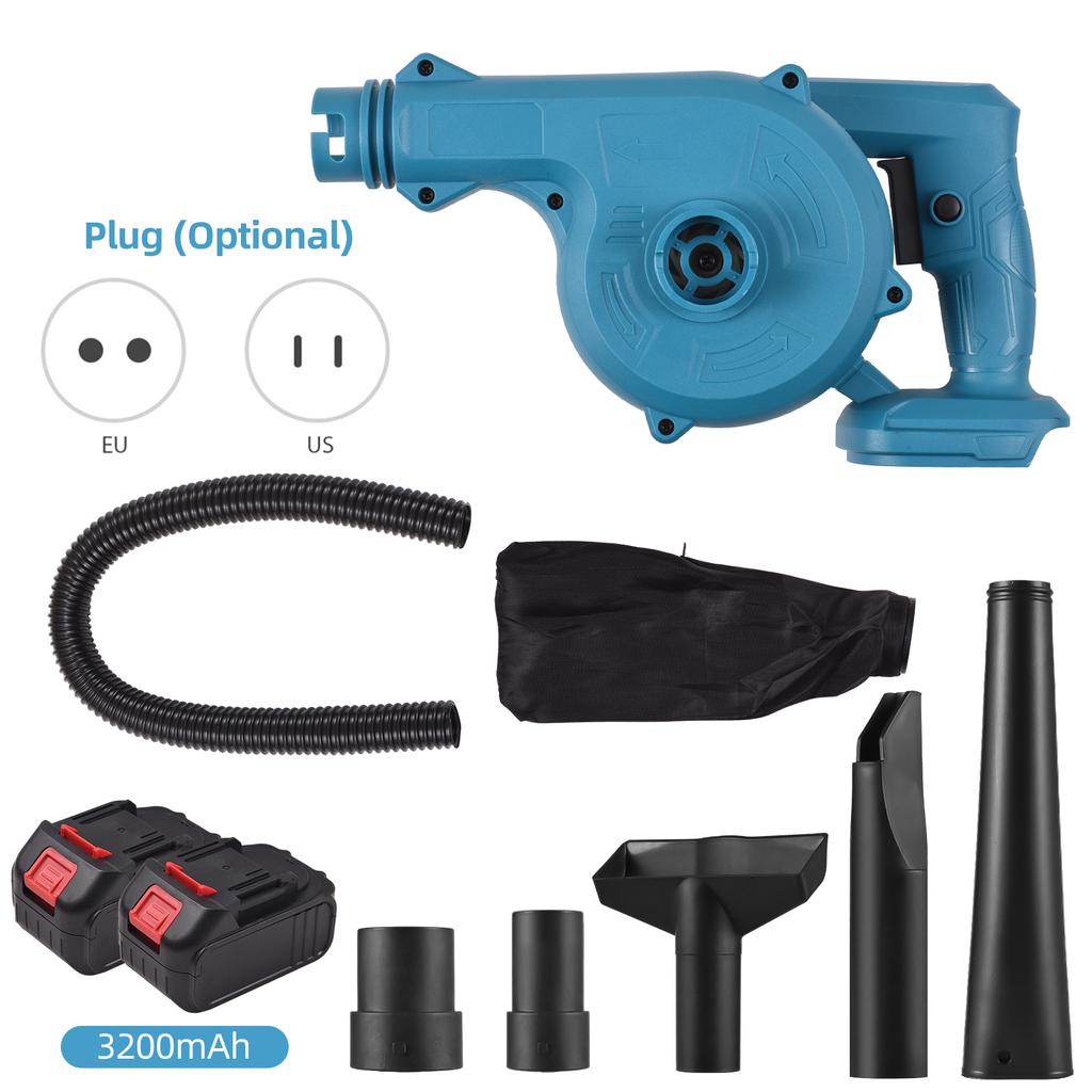 Беспроводная воздуходувка для листьев с 2 батареями 2-в-1, 21 В, аккумуляторная электрическая воздуходувка и пылесос, 63 миль в час