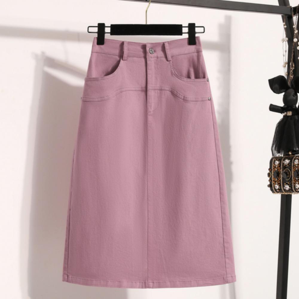 DIMANAF 2025 Большие размеры Новые весенние эластичные хлопковые юбки женские А-силуэта модная свободная юбка с высокой талией винтажное макси