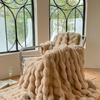 Осенне-зимнее двухслойное плюшевое одеяло-плед из искусственного кроличьего меха, шаль