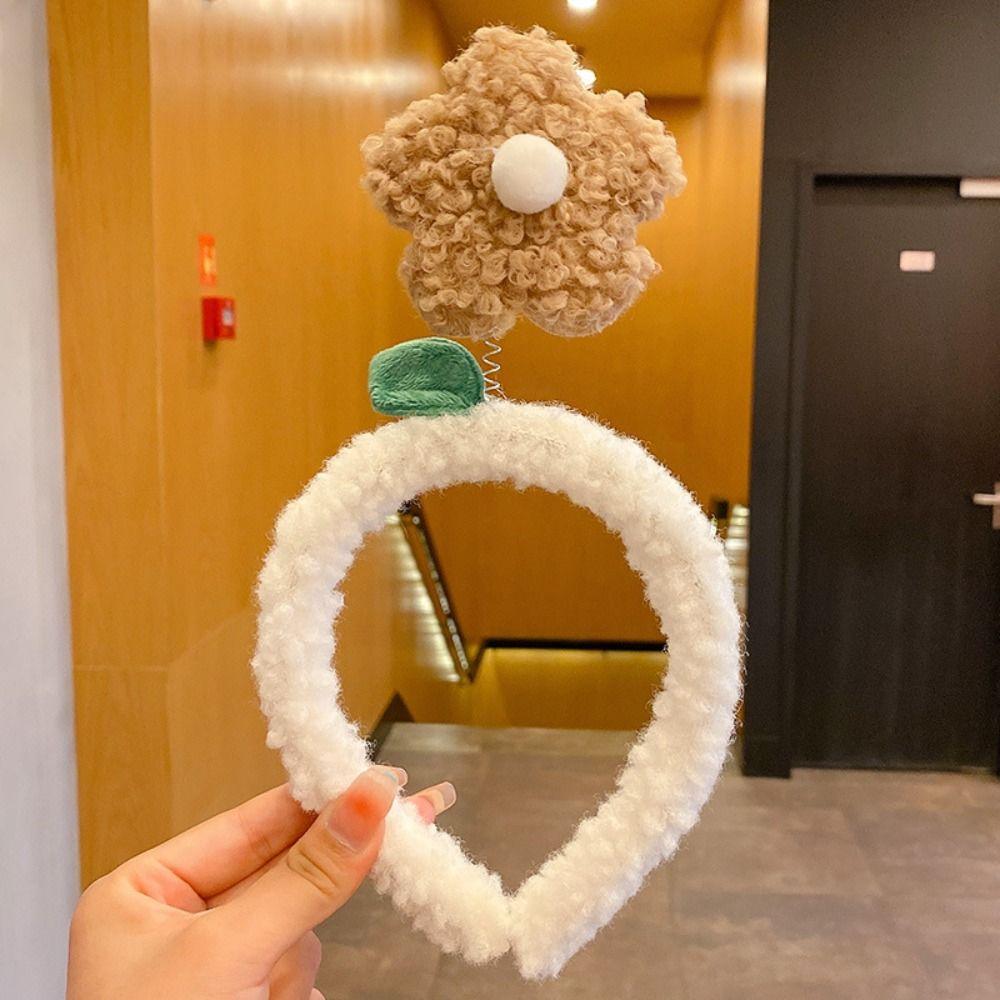 Осенне-зимний обруч для головы, нескользящие аксессуары для волос, высокое качество, милый плюшевый ободок с цветком