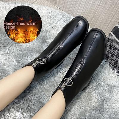 Женские сапоги зимние плюс бархатные женские туфли модные женские дышащие ботинки из коровьей кожи с молнией спереди легкие белые сапоги Botas Demujer