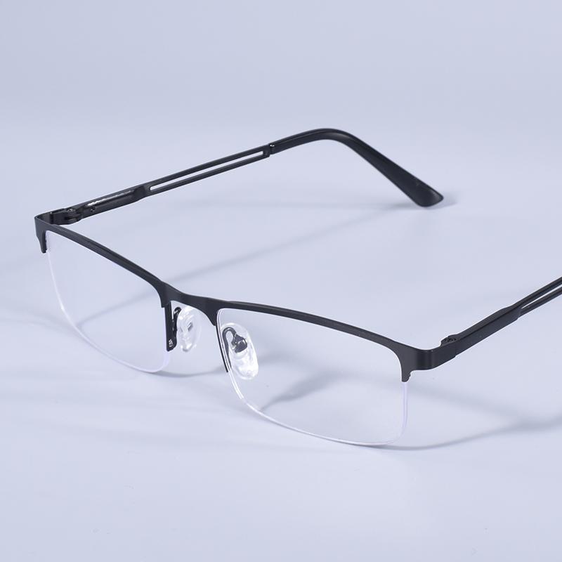 Men Blue Light Blocking Reading Glasses Metal Half Frame Prescription Eyeglasses With Spring Hinge Computer Reader +125+175