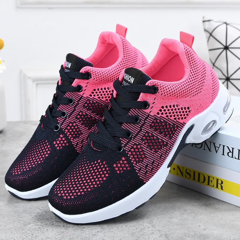 Changfengshu Sports Shoes Women's Shoes Processing Custom Fly-woven Breathable Running Shoes Lightweight Lace-up Air Cushion Shoes Soft-soled Shoes
