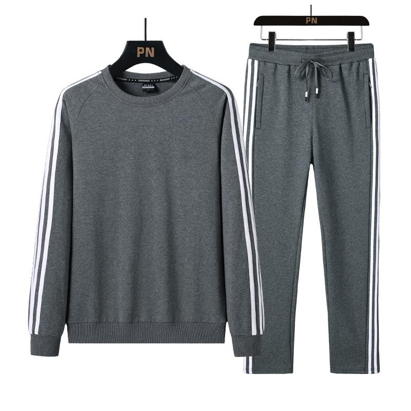 Хлопковый костюм мужской осенне-зимний повседневный спортивный свободный свитер и брюки из двух предметов