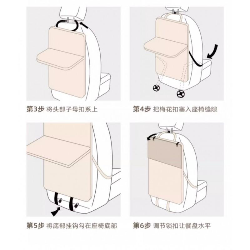 Car Backseat Organizer With Foldable Tray Storage Pouch Cotton Bear Design Hanging Seat Back Accessory