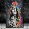 Этнический холст, женский настенный холст, картина маслом, Этнический африканский красочный портрет, уличное граффити, винтажные принты для плакатов, рисунок, настенный декор, Эстетический