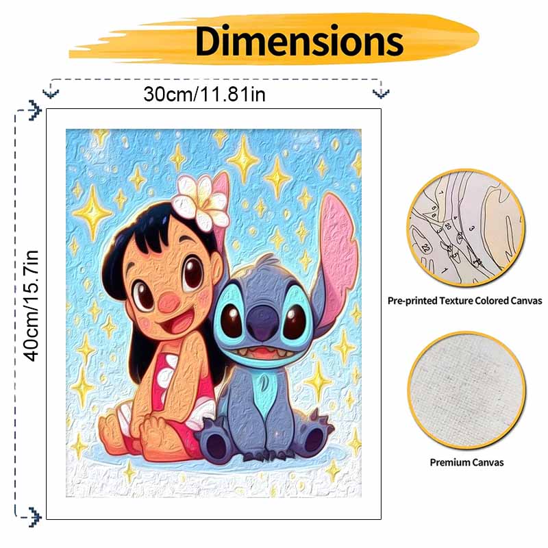 Disney Lilo and Stitch Oil Paint Art Painting Kit Home Wall Decor Handmade Gift Sparkle Cute Cartoon Character Craft DIY Artworks Set