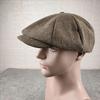 Men's British-Style Striped Newsboy Cap for Large Heads - Warm, Trendy Autumn/Winter Hat