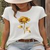 Летний топ с круглым вырезом, с принтом в цветочный узор, модная повседневная женская футболка из чистого хлопка с короткими рукавами