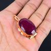 Ruby Lab-Created Gemstone Copper Jewelry Handmade Chain Pendant For Her