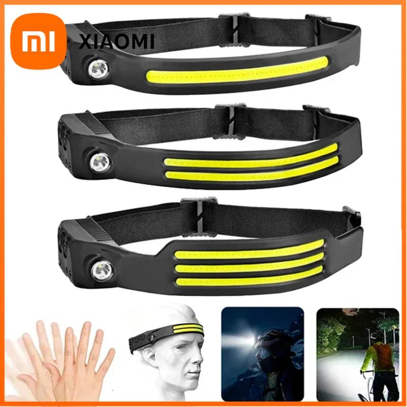 Xiaomi Светодиодный индукционный налобный фонарь COB, встроенный аккумулятор, датчик, фонарик, перезаряжаемый через USB, 5 режимов освещения, водонепроницаемая фара