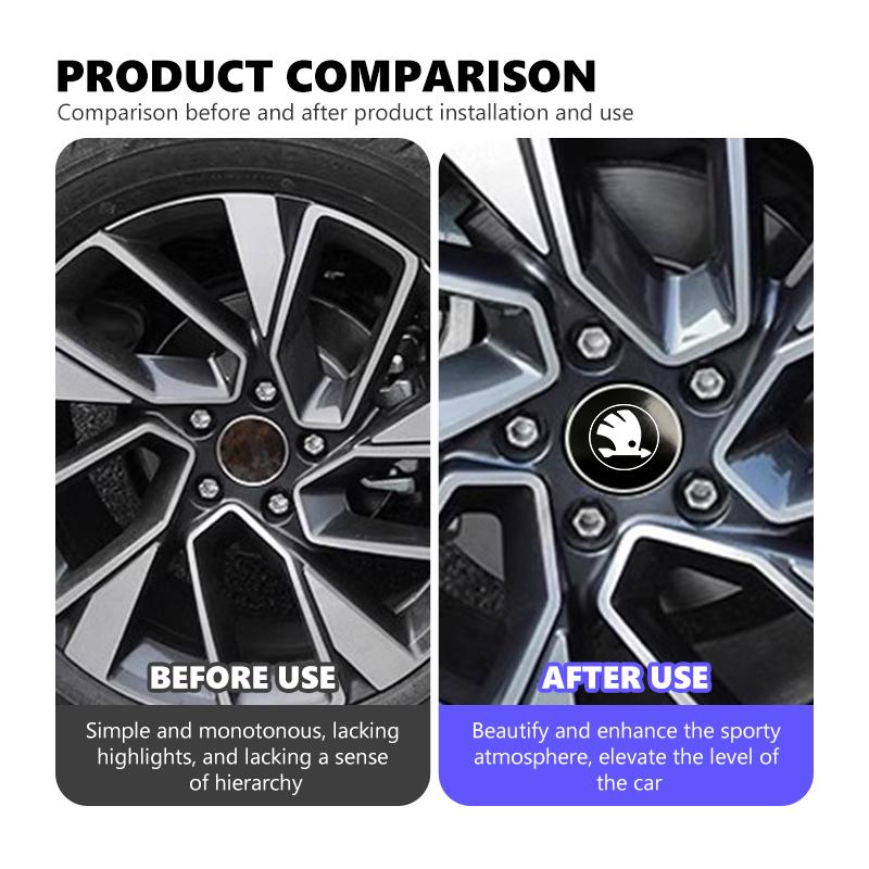 PBMN1 For Skoda 4PCS 56mm Car Wheel Tire Hub Center Sticker Badge Accessories Octavia A5 A7 RS Fabia Superb Rapid Karoq