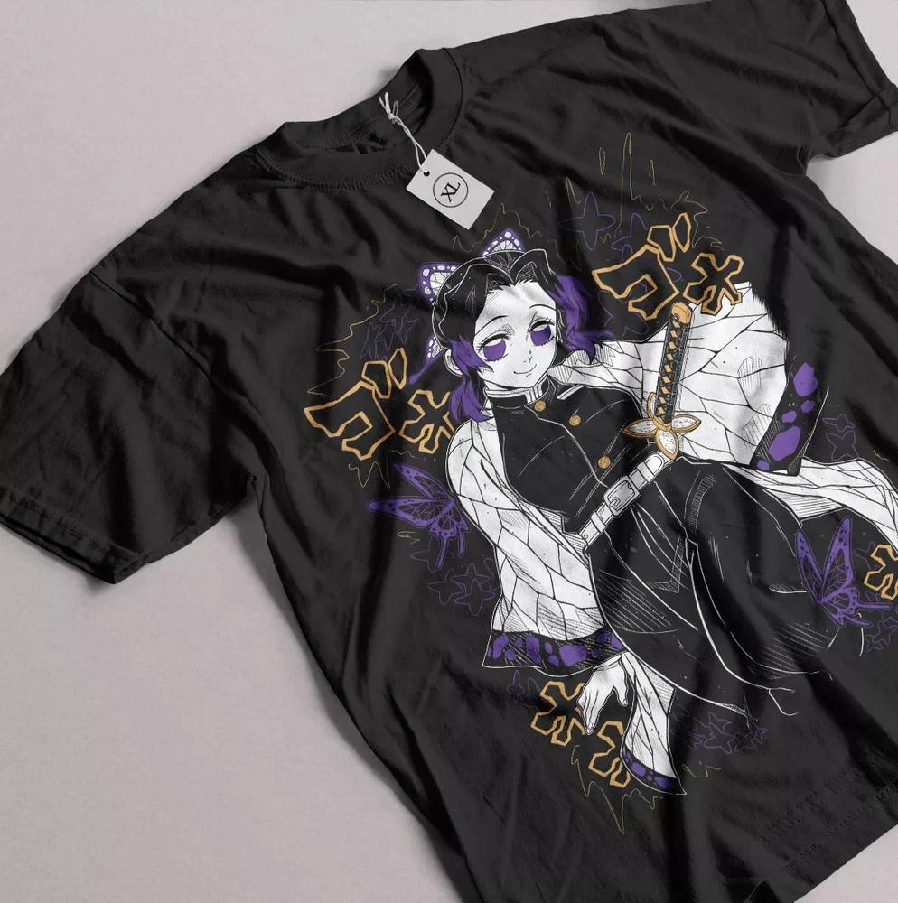 Shinobu Kocho Tshirt Demon Slayer Kimetsu No Yaiba Design Anime Black Shirt