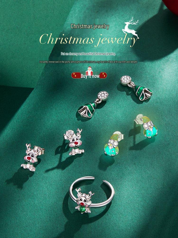 Yinziyun Reindeer Stud Earrings: Cute s925 Sterling Silver Deer Design - Perfect Christmas Gift for Women