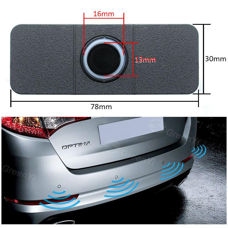 GreenYi Car Parktronics Assistance 4PCS 16mm Adjustable Flat Sensors Reverse Backup Radar Sensor Detector Sound Buzzer Alarm