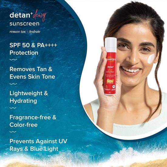 Aqualogica 5 Barrier+ Hydra Gel Moisturizer & Detan+ Dewy Sunscreen | 24-часовое интенсивное увлажнение | Удаляет загар | Защита SPF 50+ и PA++++