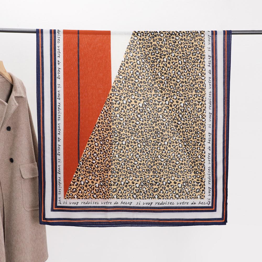 Autumn New Leopard Hit Colour Imitation Cotton Linen Silk Scarf Summer Travel Beach Sun Shawl Female Wild Warm Scarf