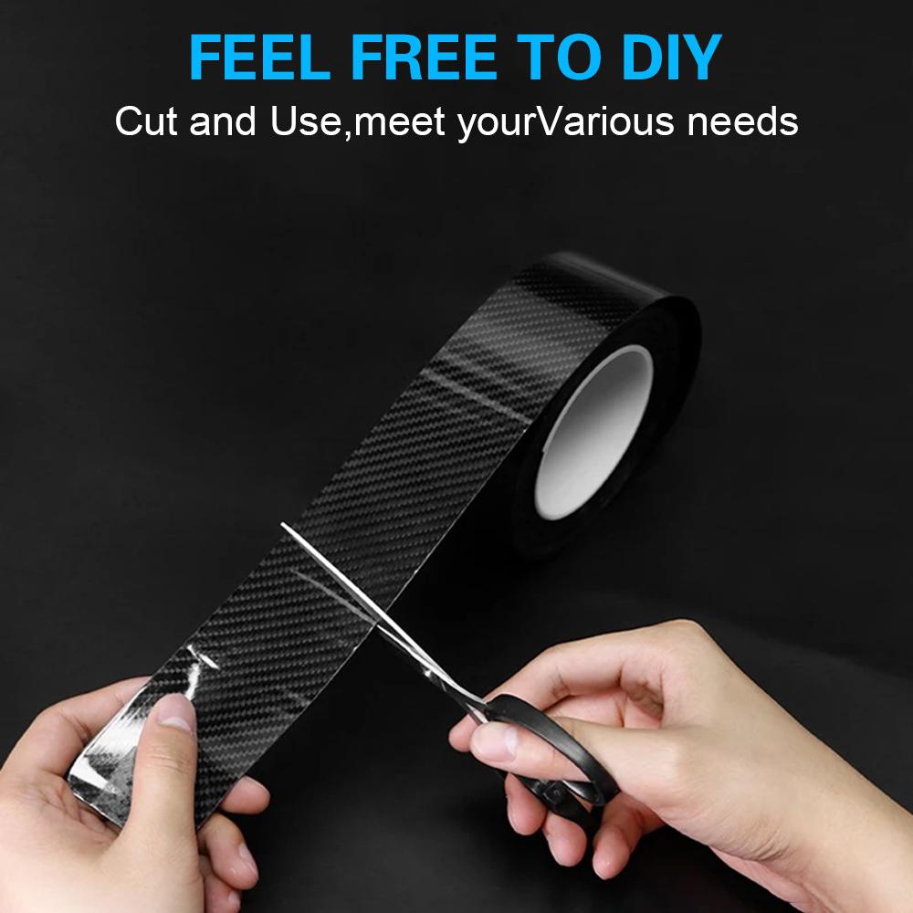 Антицарапающая лента 3/5/7/10 см, пленка для обертывания из наноуглеродного волокна, автомобильный порог, боковое зеркало, наклейка для автомобиля, защитная полоса для самостоятельной установки, водонепроницаемая