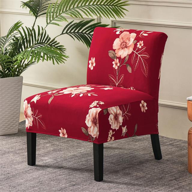 Christmas Print Accent Armless Chair Cover Single Sofa Stool Slipcover Nordic Stretch Chair Covers Elastic Couch Protector Cover
