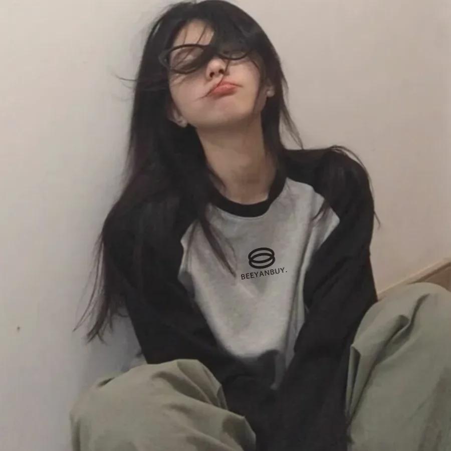 Женский американский ретро-топ свободного покроя с рукавами реглан