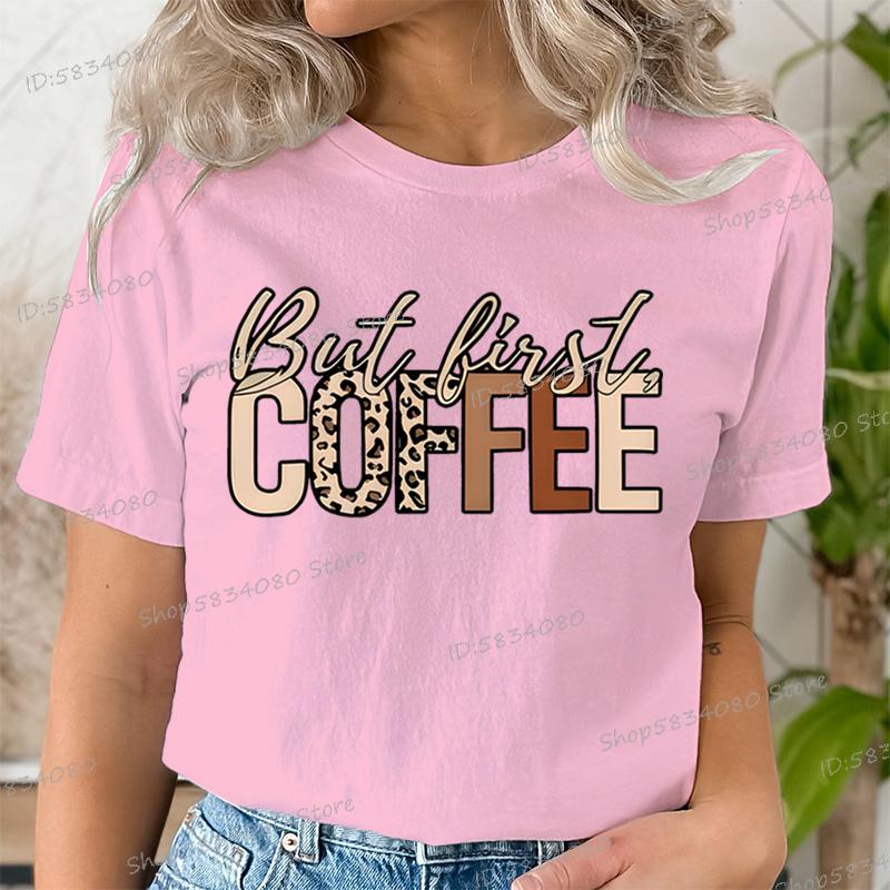Gift For Coffee Lover Printed Tshirt But First Coffee Leopard Print Tshirt Crew Neck Leopard Coffee Graphic T Shirt For Unisex