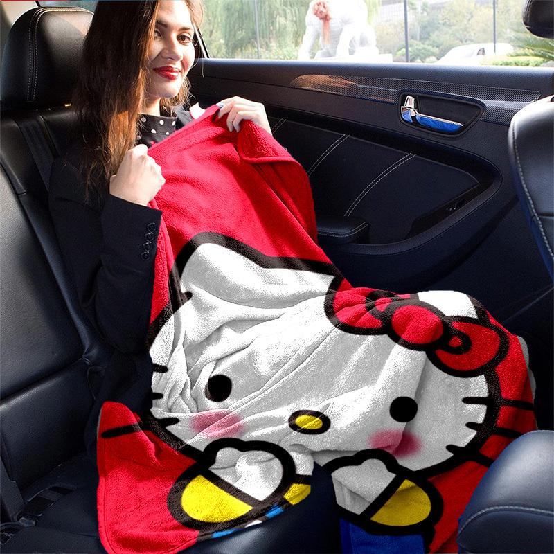 1шт. Домашнее одеяло Hello Kitty - Офисное одеяло - Уличное одеяло - Идея для подарка - Подходит для всех сезоновz041708