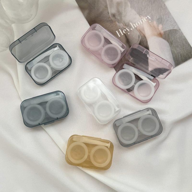 Plastic Contact Lenses Case with Tweezers New Transparent Contact Lens Box Women Travel Colored Contacts Storage Container Box