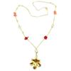 [Q5614] - Handmade Long Necklace 'Cléopatra' Pink Red Gold (flower) - 90 Cm - 5 Cm