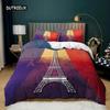 Пододеяльник с изображением Эйфелевой башни King Paris Eiffel Tower Blue White Red Комплект постельного белья из полиэстера с всемирно известным архитектурным рисунком