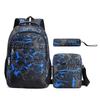 Student Schoolbag Backpack College Style Men's and Women's Junior High School Three-piece Set Large-capacity Schoolbag Leisure Travel Bag