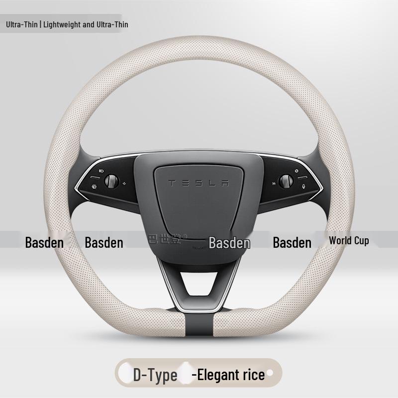 Genuine Leather Steering Wheel Cover for Tesla Model Y, 3, X, S