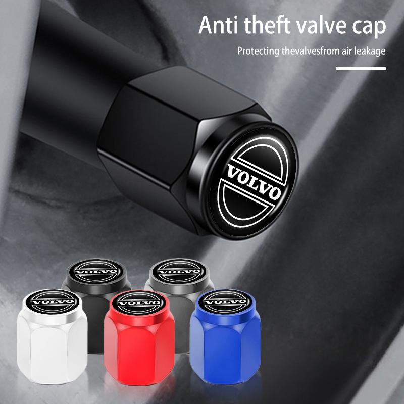 juchq4 4pcs Anti Theft Car Tire Valve Caps Universal Auto Wheel Stem Covers For Volvo XC90 V90 V60 V40 S80 S60 S90 C40 XC60 XC40 V70