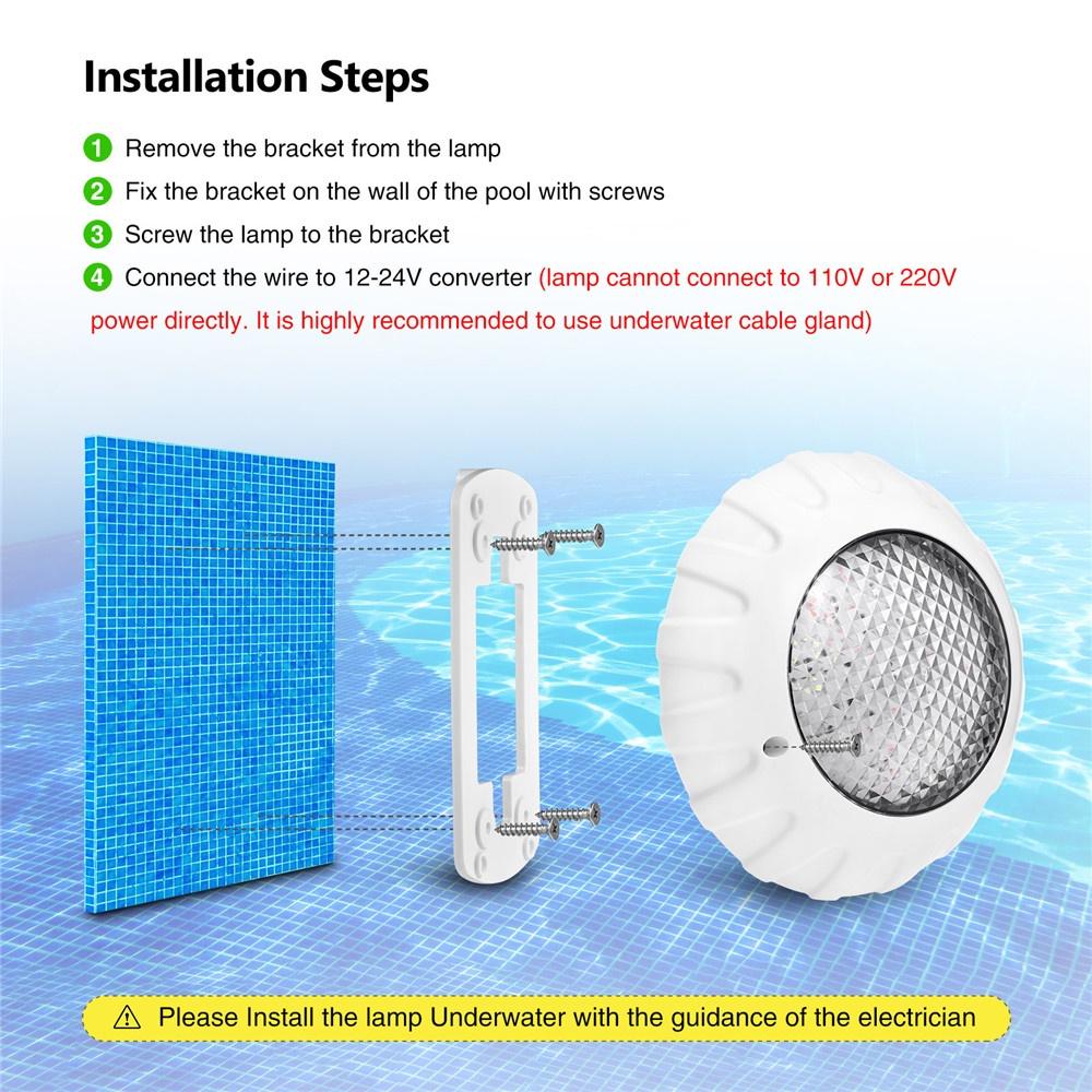 38 Вт RGB светодиодный светильник для бассейна, светодиодный IP68, водонепроницаемый подводный светильник, AC/DC 12 В, светильник для пруда, светодиодный прожектор для бассейна