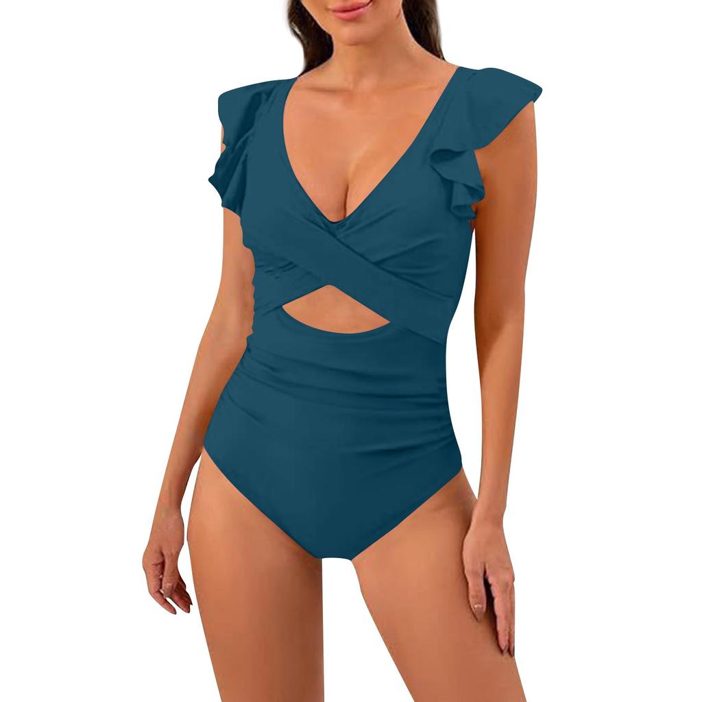 Женский цельный сексуальный бикини модный однотонный с подушечками для бюстгальтера без стальной поддержки купальный костюм