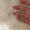Women's 925 Silver Pearl Ribbon Drop Earrings