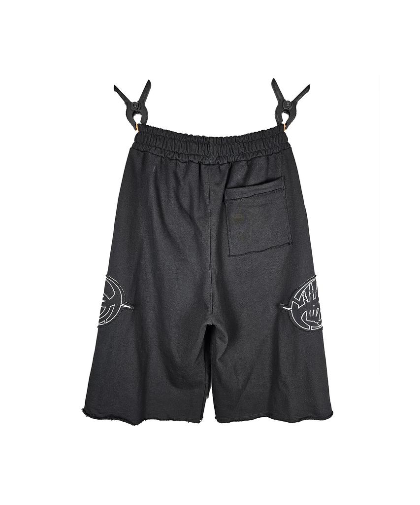 ANDFIVECLUB Applique Embroidery Bermuda Sweatpants[Black]
