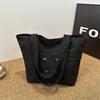 Spacious And Stylish Black Canvas Tote Bag For Women Perfect For Casual Everyday Use