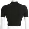 Women Fashion Punk Gothic Sexy Blouse Halter Short Sleeve Square Neck Bare Midriff Shirt Tops