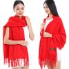 Warm Solid Color Cashmere Wool Scarf Winter Tassel Unisex Shawl Solid Color Scarf for Women