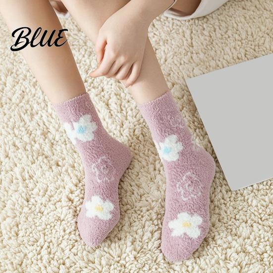 Autumn Winter Bed with Non-Binding Women Soft Fleece for Socks Coral Thermal Crew Cozy Indoor