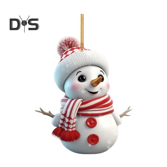 5 Pcs Christmas Snowman Pendant Acrylic Cartoon Snowman Hanging Ornaments Holiday Christmas Tree Hanging Snowmen for Home Decor