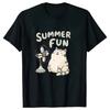 Funny Fat Cat Summer Fun Graphic Short Sleeve Tshirt Unisex Cotton Crew Neck Casual Tee