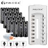 PALO 8 Slot Smart Charger for AA AAA NIMH NICD 1.2V Batteries with 16pcs NIMH AA Rechargeable Battery 3000mAh 1.2V