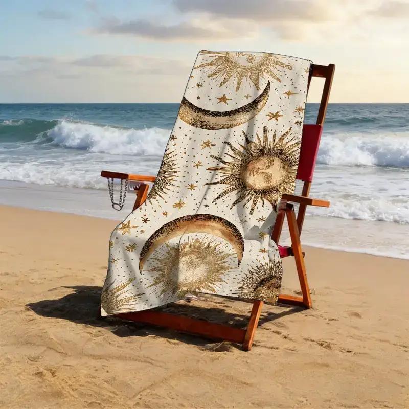 of Solar Observation Activity Themed Beach Towel,Solar Eclipse,Lunar Surface,Hypnotic State,Alternate Dimension,Prehistoric Era